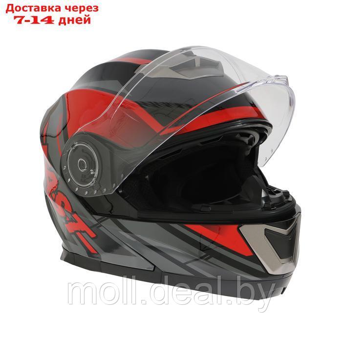Шлем модуляр с двумя визорами, размер XXL, модель - BLD-160E, черно-красный - фото 7 - id-p227088204