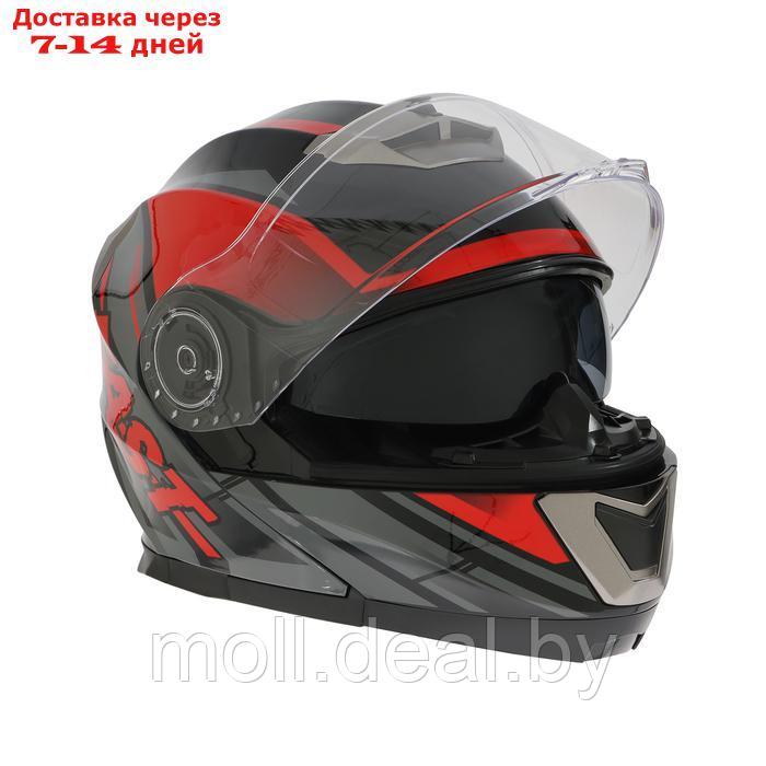 Шлем модуляр с двумя визорами, размер XXL, модель - BLD-160E, черно-красный - фото 8 - id-p227088204