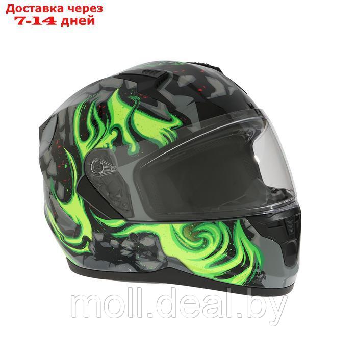 Шлем интеграл с двумя визорами, размер XXL, модель BLD-M67E, черно-зеленый - фото 4 - id-p227088205