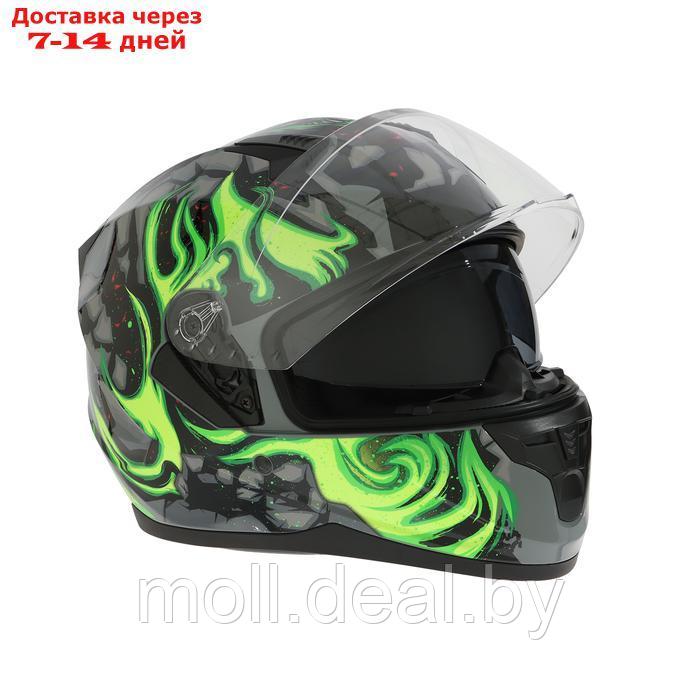 Шлем интеграл с двумя визорами, размер XXL, модель BLD-M67E, черно-зеленый - фото 6 - id-p227088205