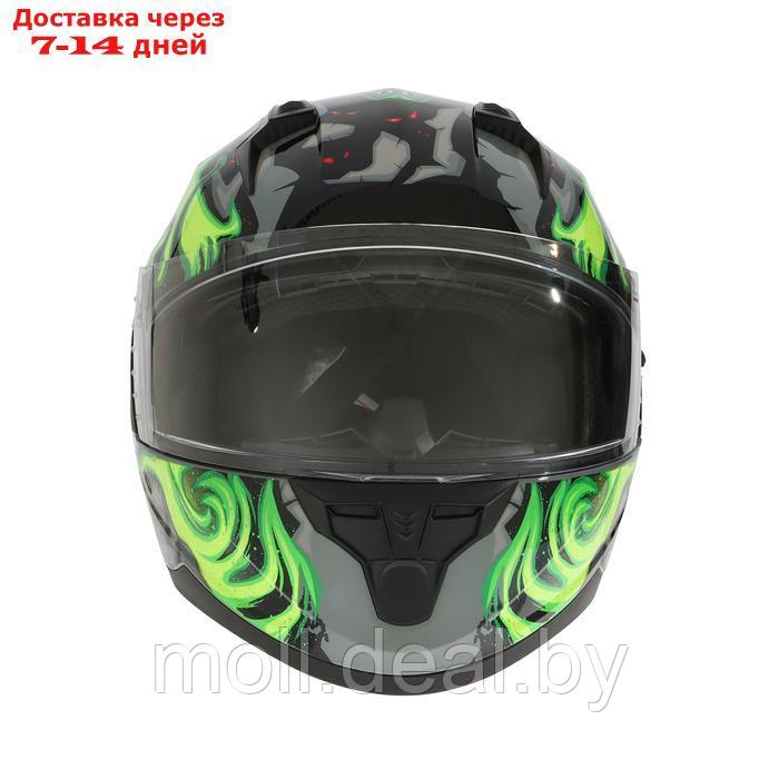 Шлем интеграл с двумя визорами, размер XXL, модель BLD-M67E, черно-зеленый - фото 7 - id-p227088205