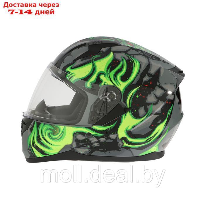 Шлем интеграл с двумя визорами, размер XXL, модель BLD-M67E, черно-зеленый - фото 8 - id-p227088205