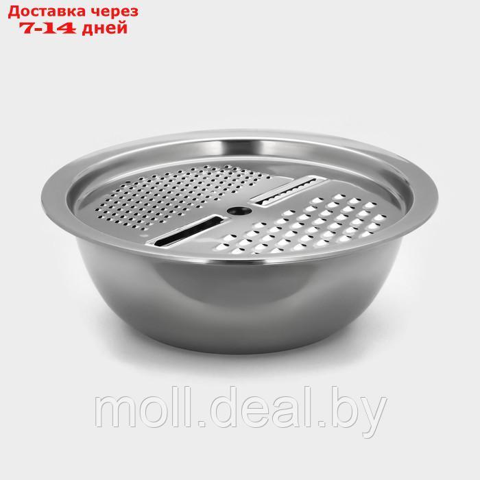 Набор посуды из нержавеющей стали "Помощник", d=28 см (миска), h=9,4 см (тёрка) - фото 1 - id-p227076313