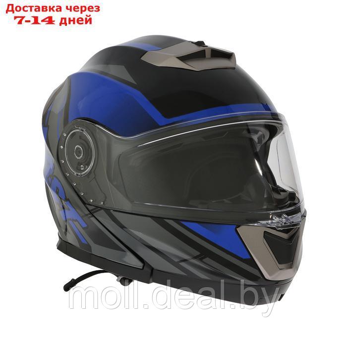 Шлем модуляр с двумя визорами, размер XL, модель - BLD-160E, черно-синий - фото 4 - id-p227087248
