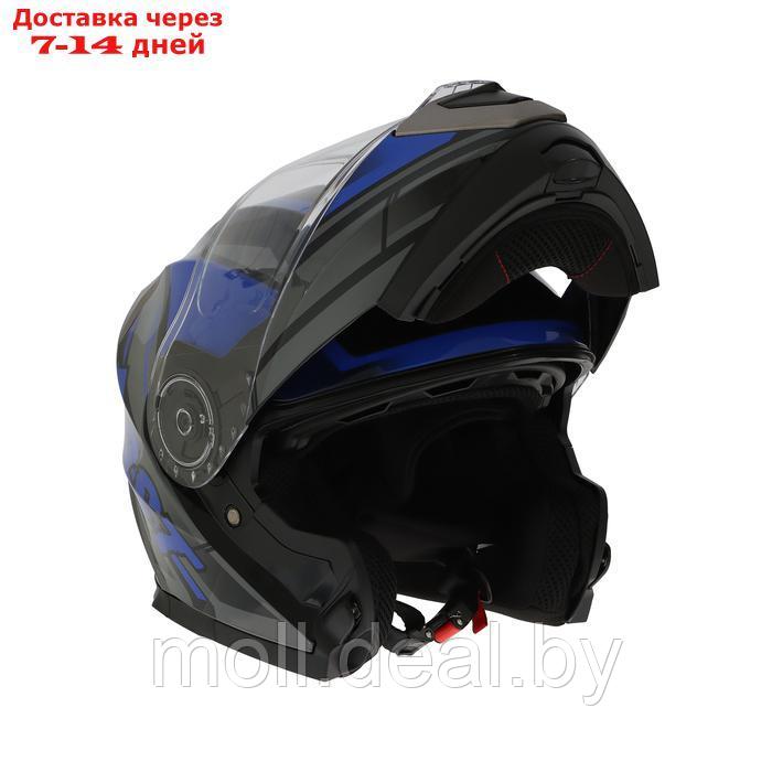 Шлем модуляр с двумя визорами, размер XL, модель - BLD-160E, черно-синий - фото 5 - id-p227087248