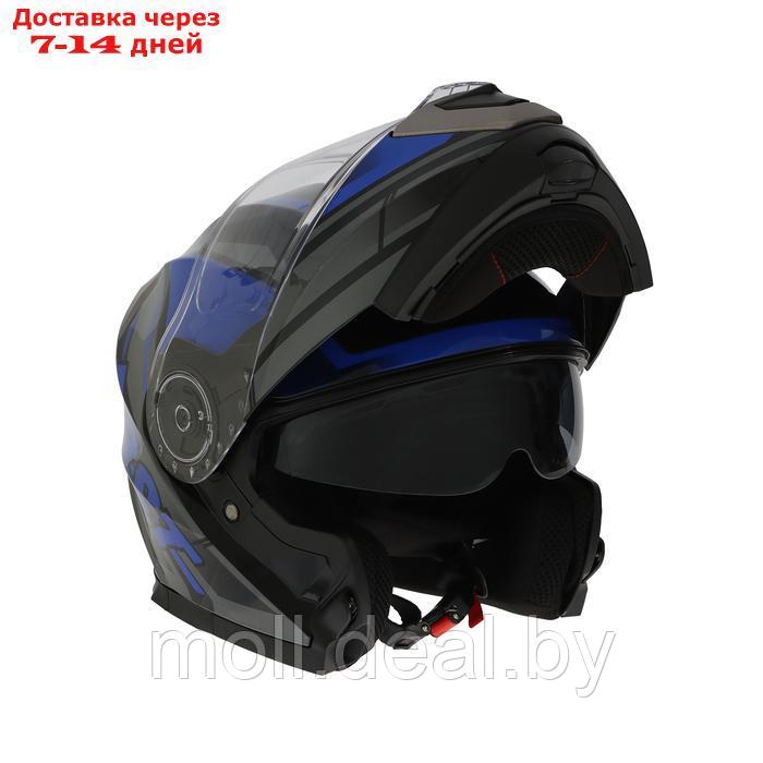 Шлем модуляр с двумя визорами, размер XL, модель - BLD-160E, черно-синий - фото 6 - id-p227087248