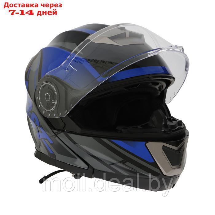 Шлем модуляр с двумя визорами, размер XL, модель - BLD-160E, черно-синий - фото 7 - id-p227087248