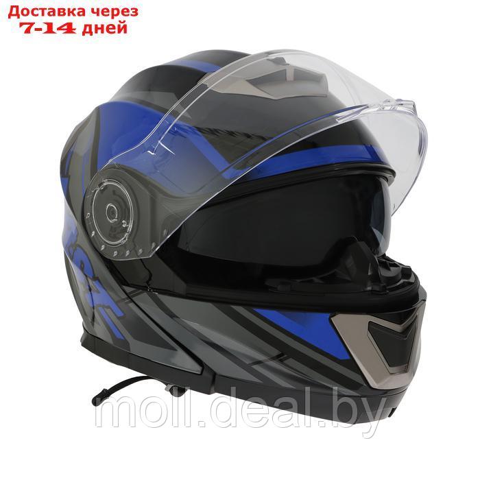 Шлем модуляр с двумя визорами, размер XL, модель - BLD-160E, черно-синий - фото 8 - id-p227087248