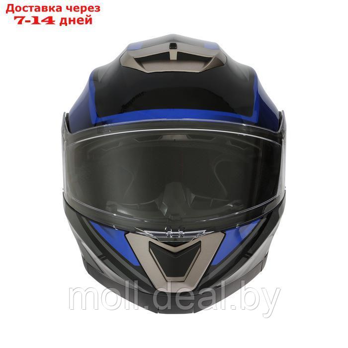 Шлем модуляр с двумя визорами, размер XL, модель - BLD-160E, черно-синий - фото 9 - id-p227087248