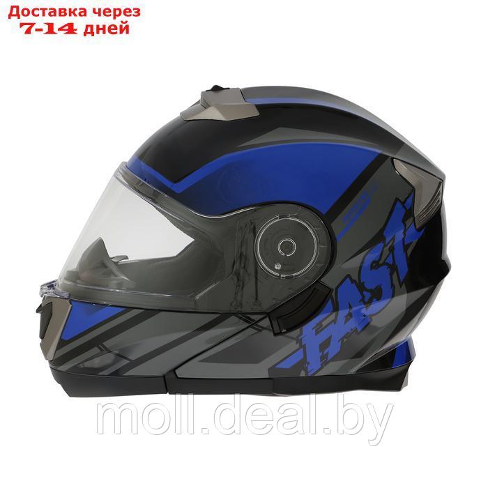 Шлем модуляр с двумя визорами, размер XL, модель - BLD-160E, черно-синий - фото 10 - id-p227087248