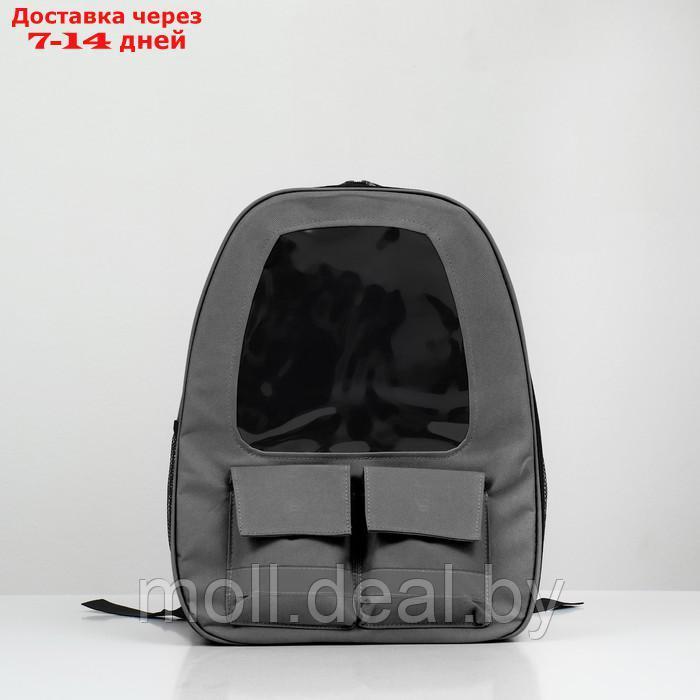 Рюкзак для переноски животных с окном для обзора, серый - фото 3 - id-p227111958