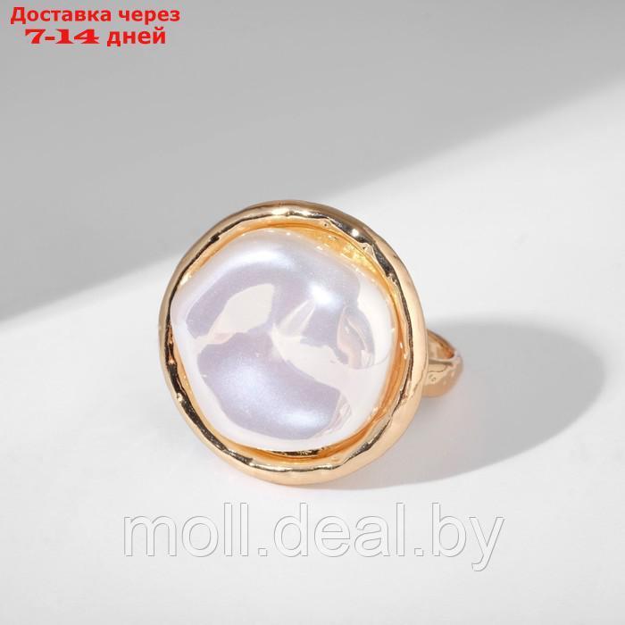 Кольцо "Перламутр" круг, цвет белый в золоте, безразмерное - фото 2 - id-p227096699