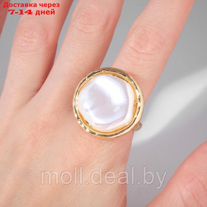 Кольцо "Перламутр" круг, цвет белый в золоте, безразмерное - фото 3 - id-p227096699