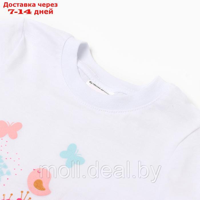Комплект для девочки (футболка/шорты) "Цветы", цвет белый/персиковый, рост 110-116 - фото 2 - id-p227083279