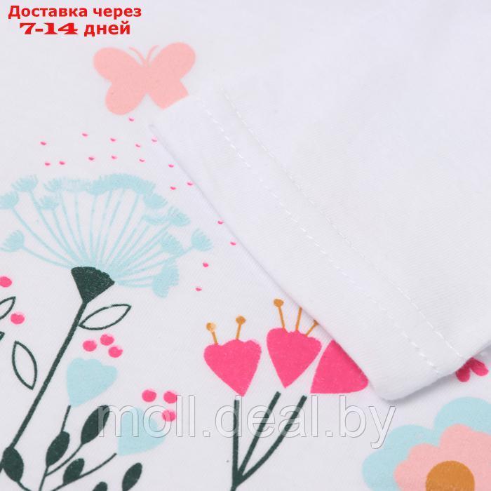 Комплект для девочки (футболка/шорты) "Цветы", цвет белый/персиковый, рост 110-116 - фото 3 - id-p227083279