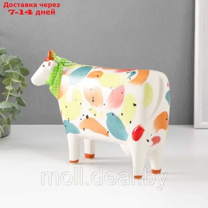 Сувенир керамика "Корова с косынкой" разноцветные пятна 21,8х8х15,8 см - фото 2 - id-p227080320