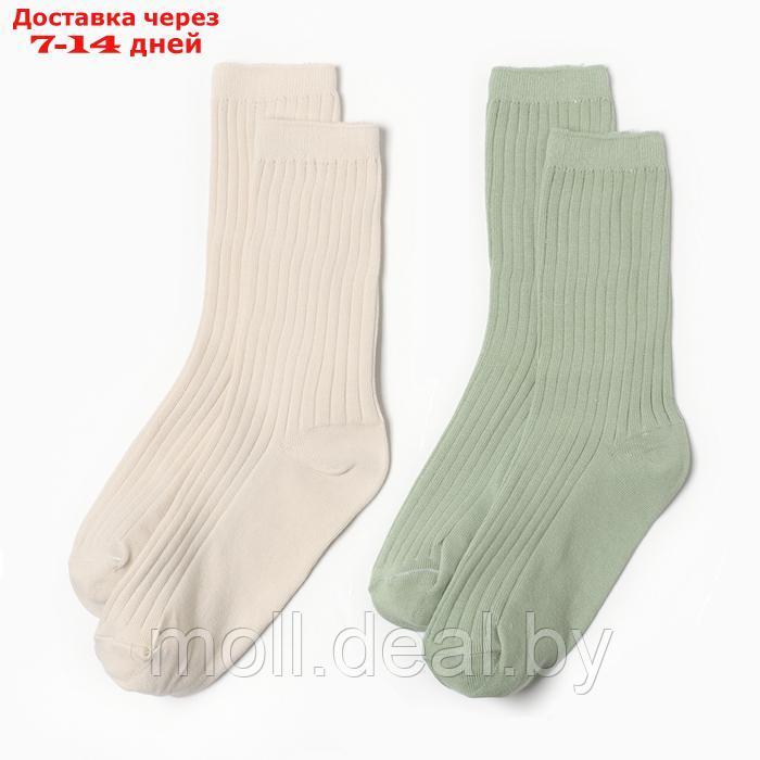 Набор женских носков KAFTAN Base, 2 пары, размер 36-39 (23-25 см) молочн/оливк - фото 1 - id-p227087267