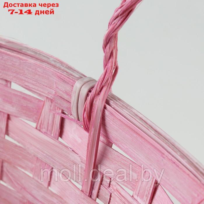 Корзина плетеная, 26 х 13 х 11 см, розовая, бамбук - фото 4 - id-p227091236