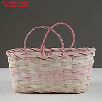 Корзина плетеная, D25 х 18 х 11/19 см, розовая, бамбук
