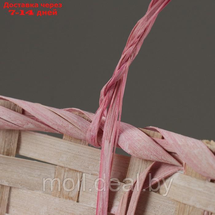 Корзина плетеная, D25 х 18 х 11/19 см, розовая, бамбук - фото 3 - id-p227091237