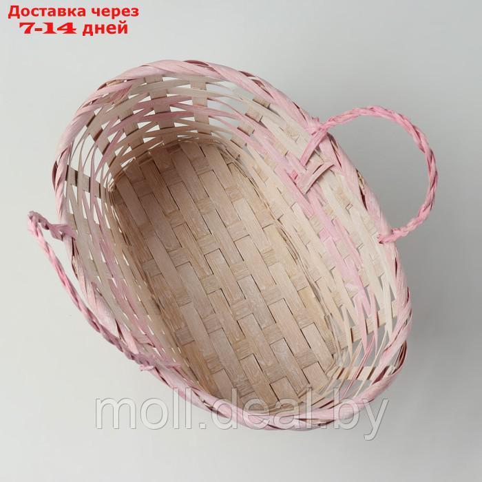 Корзина плетеная, D25 х 18 х 11/19 см, розовая, бамбук - фото 4 - id-p227091237