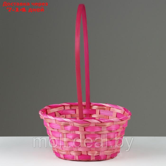 Корзина плетеная, 20,5 × 9,5 × 33 см, розовая, бамбук - фото 3 - id-p227091238