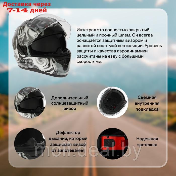 Шлем интеграл с двумя визорами, размер XL, модель BLD-M67E, черно-серый - фото 3 - id-p227087273
