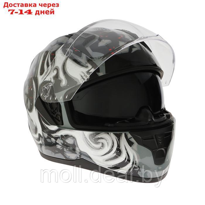 Шлем интеграл с двумя визорами, размер XL, модель BLD-M67E, черно-серый - фото 6 - id-p227087273