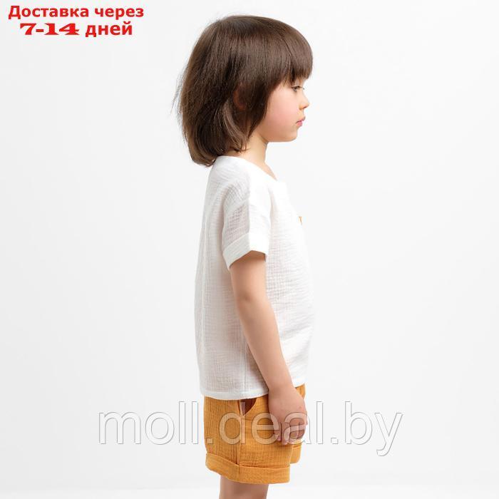 Костюм (футболка и шорты ) детский KAFTAN "Муслин", р.32 (110-116см) белый/горчичный - фото 3 - id-p227107695