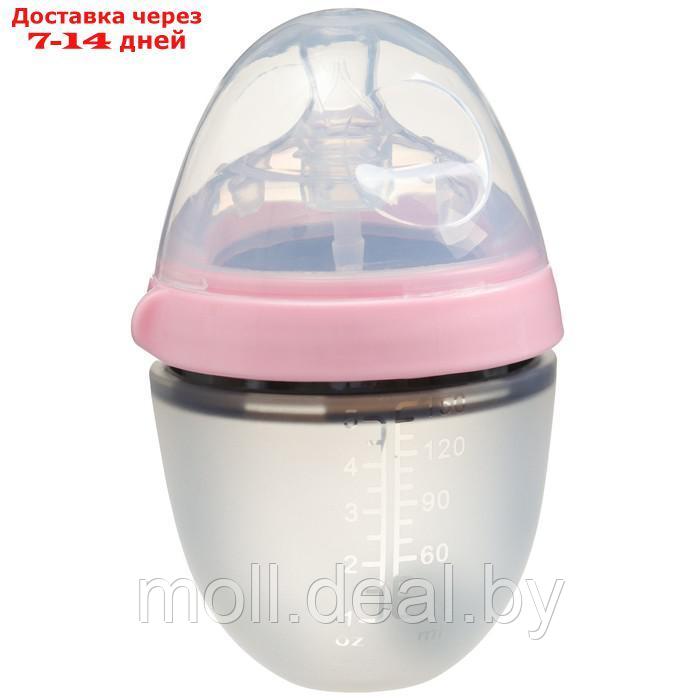 Бутылочка для кормления M&B, ШГ Ø70мм, 150мл., силиконовая колба, цвет розовый