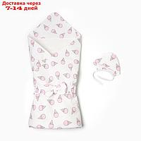 Набор для новорождённого (одеяло, шапочка, пояс), цвет розовый, рост 56-62 см