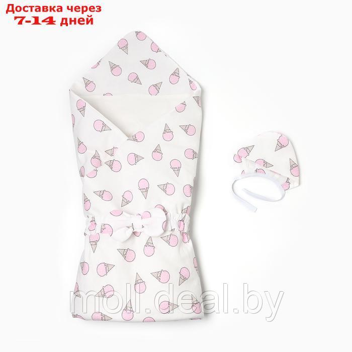 Набор для новорождённого (одеяло, шапочка, пояс), цвет розовый, рост 56-62 см - фото 1 - id-p227085311