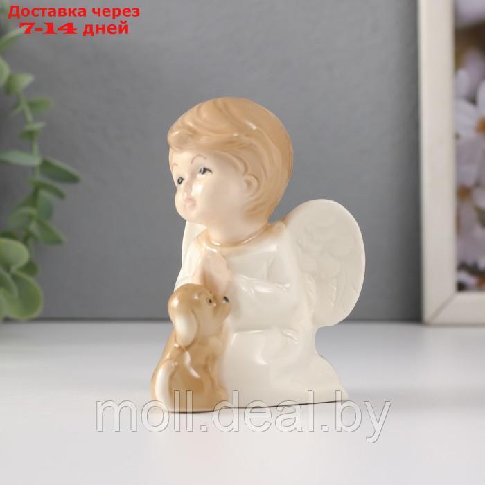 Сувенир керамика "Малыш-ангел с щенком молится" 7,5х6х8,8 см - фото 2 - id-p227081332