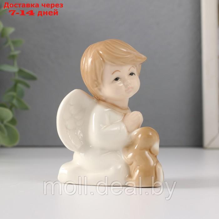 Сувенир керамика "Малыш-ангел с щенком молится" 7,5х6х8,8 см - фото 4 - id-p227081332