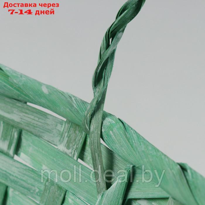Корзина плетеная, D25 х 17 х 11/18 см, зелёная, бамбук - фото 3 - id-p227091254