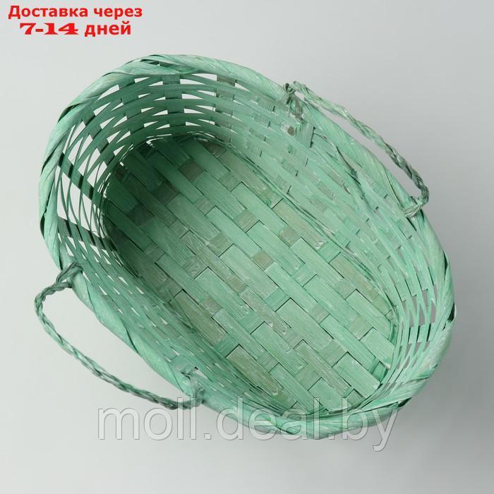 Корзина плетеная, D25 х 17 х 11/18 см, зелёная, бамбук - фото 4 - id-p227091254