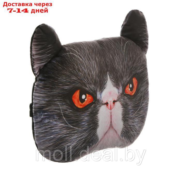Подушка на подголовник МАТЕХ ANIMALS LINE, Кот, красные глаза, 30 х 25 х 10 см, серый - фото 2 - id-p227088244
