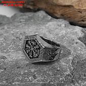 Кольцо "Асгард", цвет чернёное серебро, 22  размер