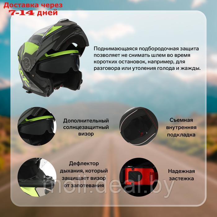 Шлем модуляр с двумя визорами, размер M, модель - BLD-160E, черно-желтый - фото 3 - id-p227088250