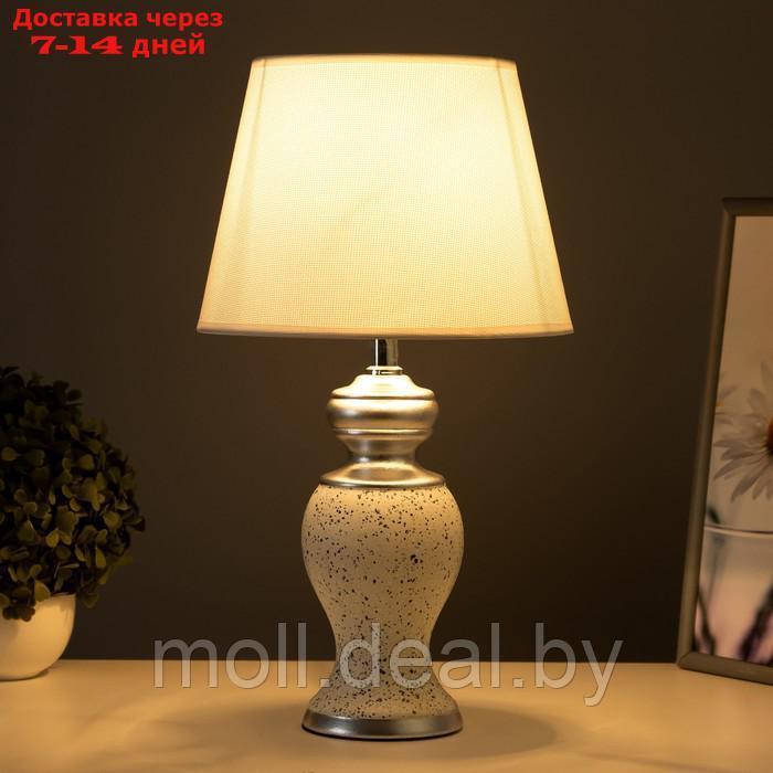 Настольная лампа "Ламина" Е14 40Вт бело-серебристый 22х22х40 см - фото 2 - id-p227077350