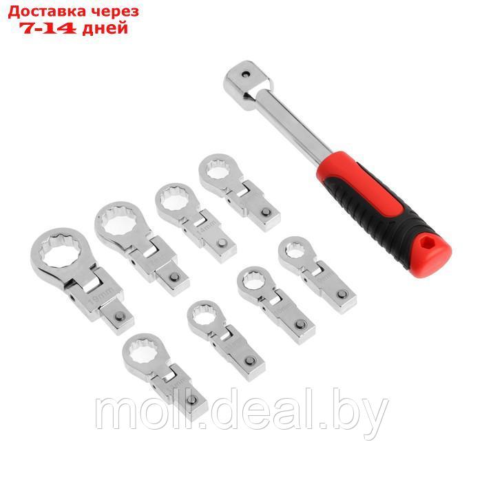 Набор накидных ключей ТУНДРА, CrV, сменные поворотные головки 9 - 19 мм, 9 шт. - фото 1 - id-p226890053