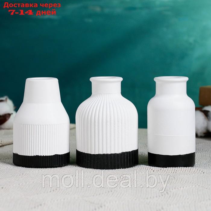 Набор ваз "Кувшинчики" 3шт, бело-черные, 10см - фото 2 - id-p227101612