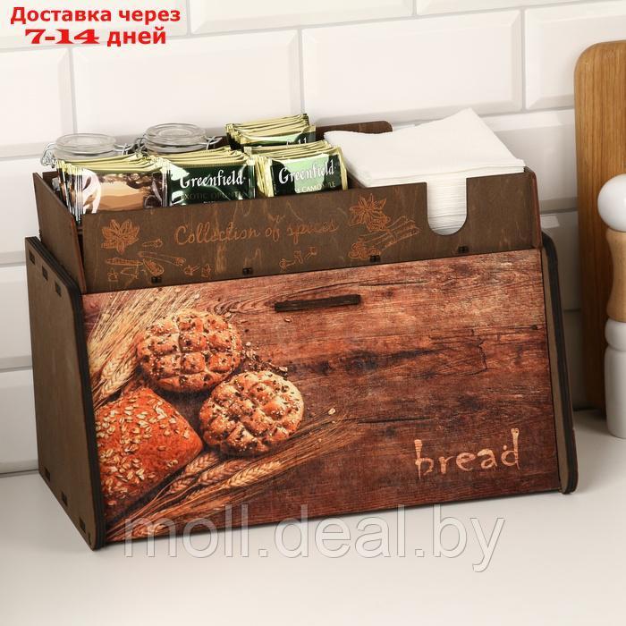 Хлебница деревянная с подставкой под специи, 35,6 х 20,4 х 24,8см, венге - фото 1 - id-p227076372