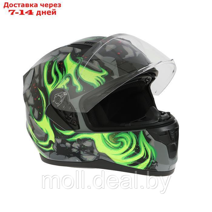 Шлем интеграл с двумя визорами, размер L, модель BLD-M67E, черно-зеленый - фото 5 - id-p227088260