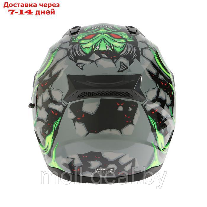 Шлем интеграл с двумя визорами, размер L, модель BLD-M67E, черно-зеленый - фото 9 - id-p227088260