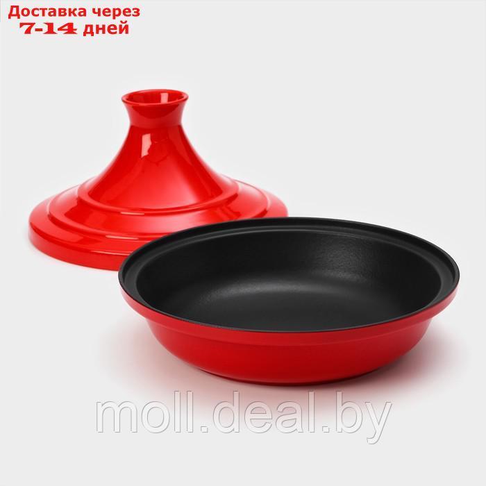 Сковорода-тажин чугунная 28×20 см, эмалированное покрытие, цвет красный - фото 5 - id-p227076382