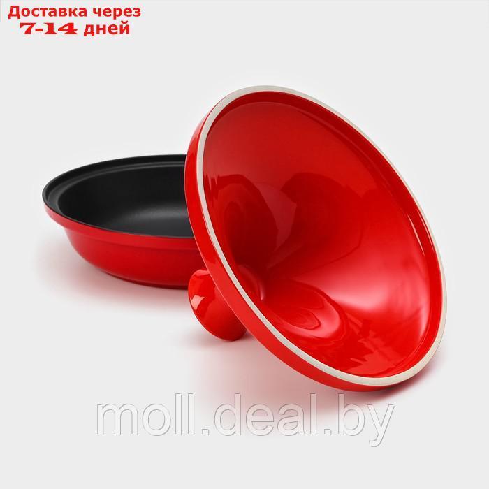 Сковорода-тажин чугунная 28×20 см, эмалированное покрытие, цвет красный - фото 7 - id-p227076382