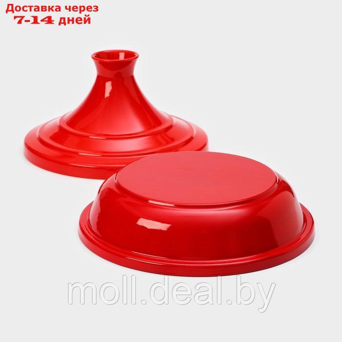 Сковорода-тажин чугунная 28×20 см, эмалированное покрытие, цвет красный - фото 8 - id-p227076382