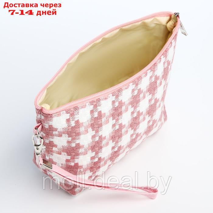 Косметичка-сумка Узор, 22*7*13, отд на молнии, с ручкой, бело/розовый - фото 3 - id-p227096842