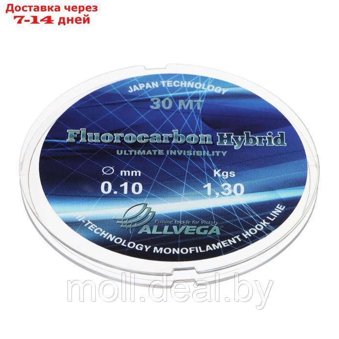 Леска монофильная ALLVEGA "Fluorocarbon Hybrid" 30м 0,10мм, 1,30кг, флюорокарбон 65% - фото 1 - id-p227114144